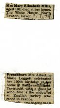 Press clipping mentioning centenarians